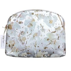 Anthropologie Liza Hathaway Matthews Design Handbag Clutch Bag Purse Silver